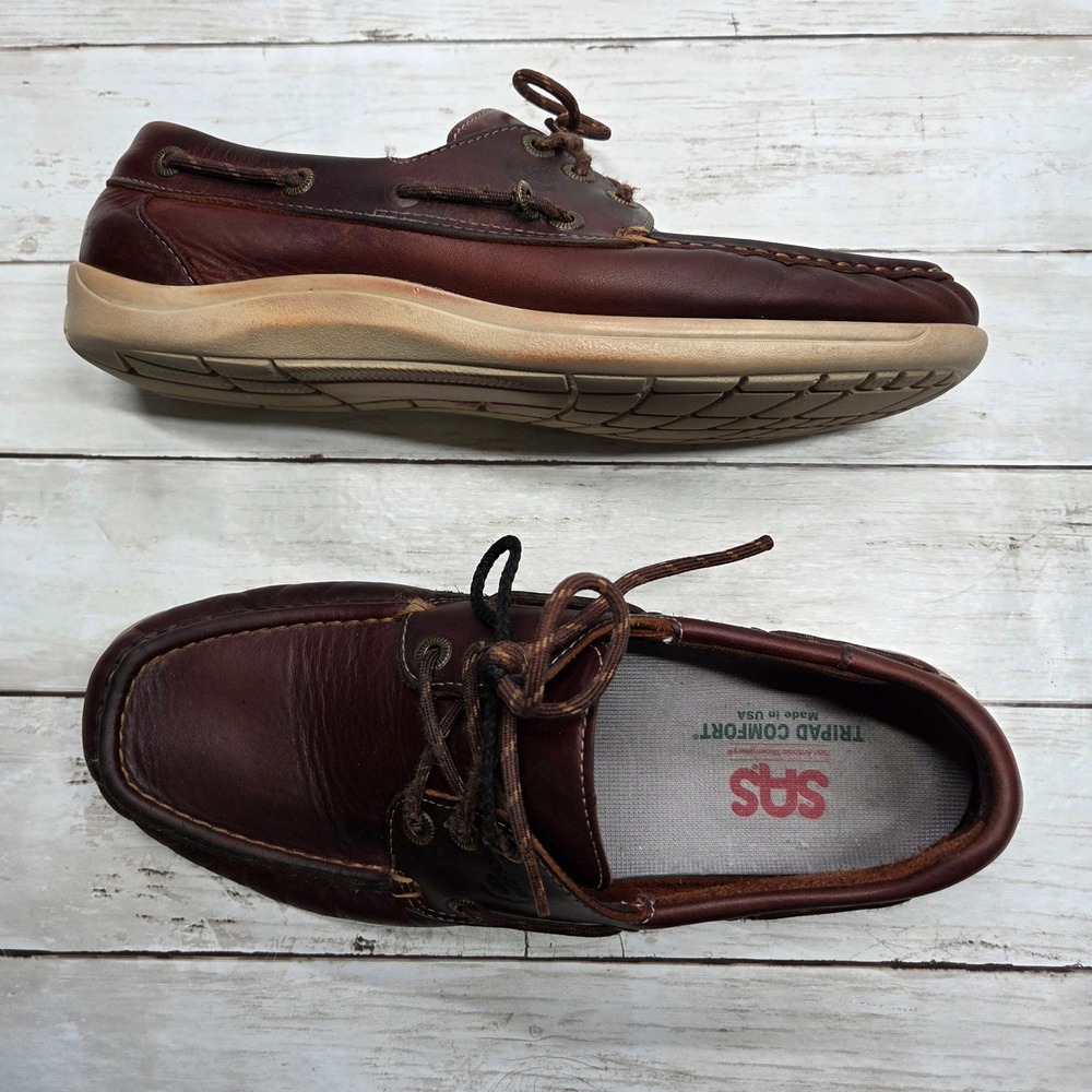 SAS Tripad Comfort Boat Shoes Moc Toe Loafer Mens 10M Brown Leather Made in USA